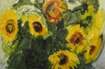 18. Sonnenblumen (1992), 50×64, Aquarell