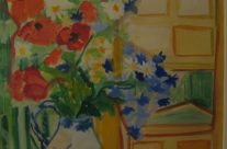 67. Delfter Vase mit Feldblumen (1966), 65×47, Deckfarben