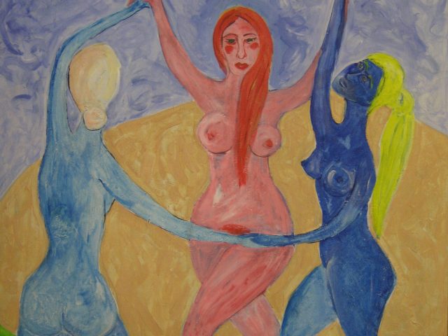 76. Tanzende Frauen (2014), 90×100, Acryl
