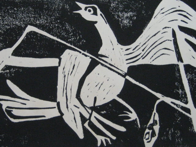 110. Alouette Chantante (1962), ca. 30×60, Linolschnitt