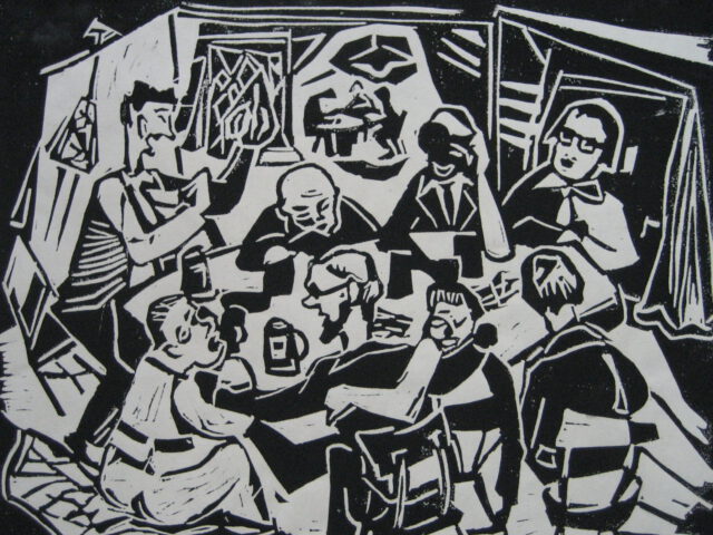 111. Philisterzirkel (1959), ca. 30×20, Linolschnitt