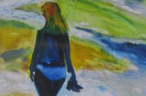 122. Junge Frau am Strand bei Callantsoog (2015), 26×48, Aquarell auf Papier