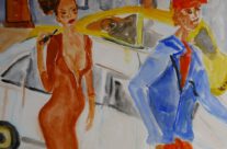 200. Straßenszene in Werden (2026), 50×64, Aquarell