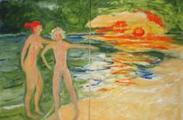 192. Sonnenuntergang in Sitges (2025), 100×70, Öl auf Leinwand