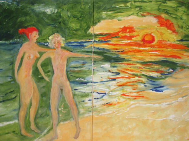 192. Sonnenuntergang in Sitges (2025), 100×70, Öl auf Leinwand