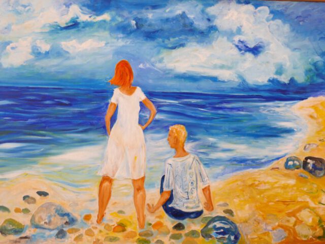 132. Junges Paar am Meer (2008-2010), 140×100, Öl auf Leinwand