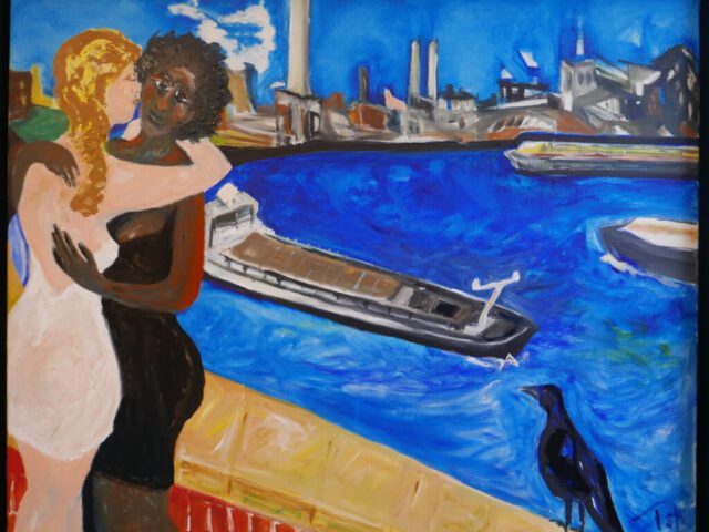 168. Am Rheinbogen bei Uerdingen (2024), 80×100, Öl auf Leinwand