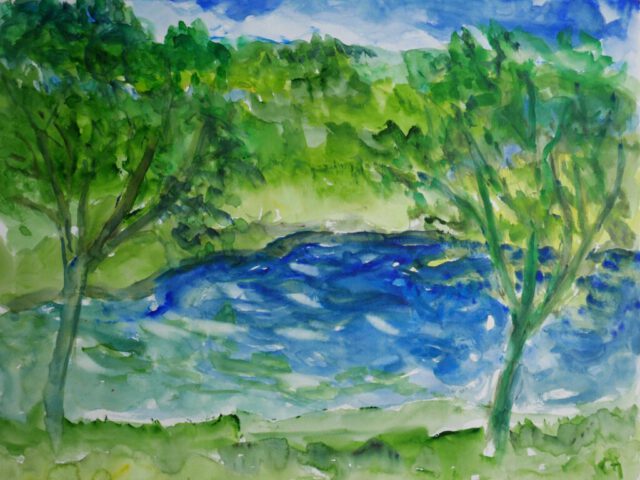 201. Sommer an der Ruhr (2026), 50×64, Aquarell